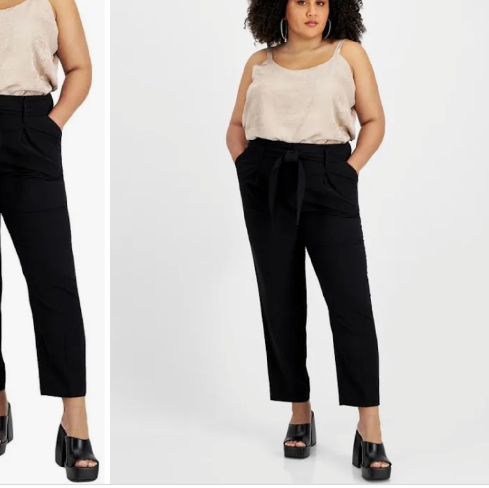 NWT Bar III black paperbag high waist pants with pockets. Size 18W and 14W